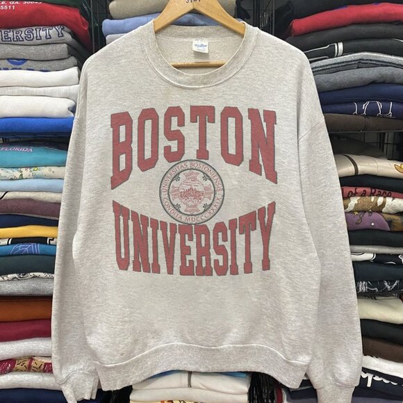 Tops - Vintage Boston University Crewneck Sweatshirt, Retro Logo BU EST 1839 Shirt Tee